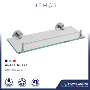 HEMOS BATHROOM FAUCET STAINLESS STEEL SUS 304 GLASS SHELF HM-83805 (MATT SILVER)
