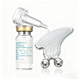 เครื่องมือลูกกลิ้งใบหน้าและกัวซาเส้น3D-ซิงค์อัลลอยเครื่องนวดยกกระชับสำหรับฟื้นฟูผิวหน้าและลำคอด้วยเซรั่มกรดไฮยาลูโรนิค