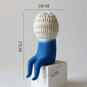 Sacesr Creative Sitting Posture Figurines Miniature Modern Cute Figurines Cartoon Funny Ornaments Home Desktop Cabinet Decoration T2Y7B