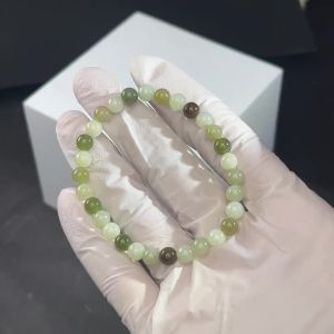 ≮928≯TIMESWIND Original Jade Natural Green Round Beaded Simple Women Bracelet Fashion Jewelry with Certificate