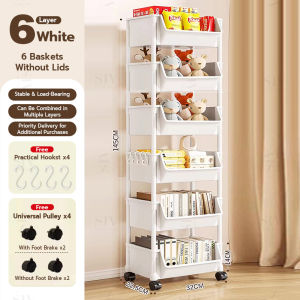 SIV 3-6 Layer Trolley Cart Organizer Utility Cart With Wheels For Kitchen Living Room Bathroom
