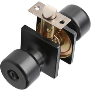 Matte Black Sturdy Zinc Alloy Door Knobs Featuring Lock and Key Suitable for Bedroom and Bathroom Door Decoration