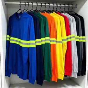 10 Pcs Comfortable High Vis Long Sleeve Work T-Shirt with Reflective Stripes