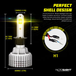 2 PCS Novsight N12Y LED Car Headlight  9005 9006 H1 H3 H4 H7 H11 LED Headlight Bulb Kit Fog Light High/Low Beam 72W 10000LM 3000K Golden Light Plug&Play 2 Year Warranty Free Shipping