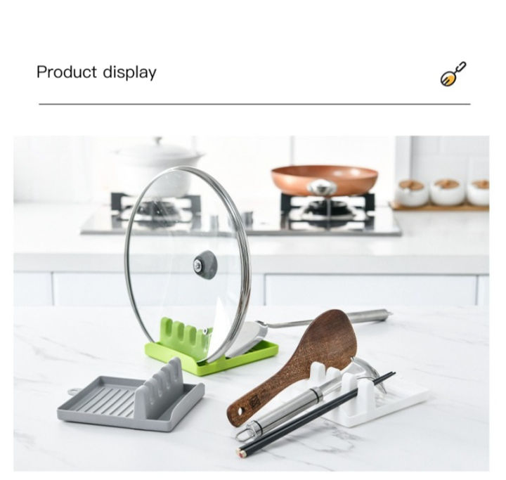 Multifunction Kitchen Spatula Rack Plastic Spoon Rest Holder AntiSlip