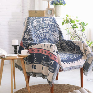 Reversible Throw Blanket Tapestry with Boho Fringe for Couch Bed Cotton Woven Knit Sofa Towel Hippie Blankets for Bed Chair Home Office Room Wall Decor