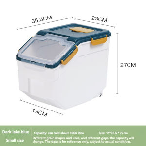 25KG Rice Storage Box With Cup Dry Food Storage Grain Cereal Dispenser Rice Storage Container With Lid Rice Bucket Airtight Sealed Food ContainerMoisture-Proof and Insect-Proof for Kitchen