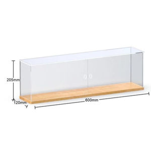 กล่องอะคริลิค labubu กล่องครอบโมเดล กล่องใส่โมเดลยาว ฐานไม้ กันฝุ่นกันชื้น