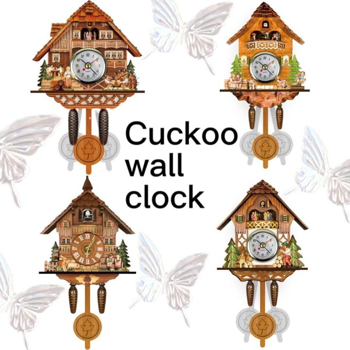HUGHES Forest Tower Wood Pendulum Vintage Clocks Vintage Silent Cuckoo
