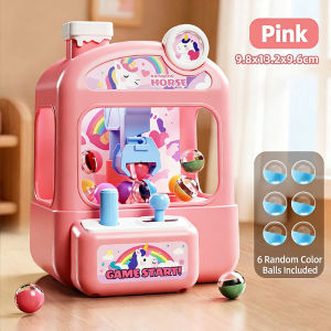 Mini Claw Machine Portable Plastic Toy Cute Cartoon 6 Mystery Balls Kids Travel Home Playdates