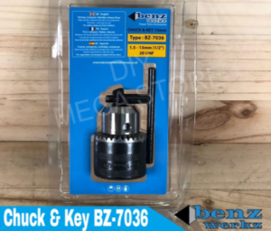 BENZ Kepala Bor + Kunci 13mm 1/2inch 20UNF (Blister) Chuck & Key BZ7036