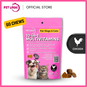 Pet Logic 10-in-1 Multivitamins 120g Dog & Cat Treats Supplement Snack : Dog Probiotics Dog Multivitamins Dog Supplements Appetite Booster for Dogs Puppy Food Adult Dog Food for Pro Immune System