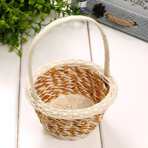 songduanshi 1pc Woven Flower Basket Hand-Held Basket Wedding Party Decorative Basket