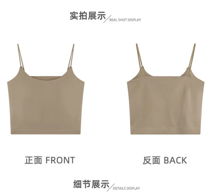 2023 Korean INS Women Sexy Crop Top Camisole Wire Free Padded Bra Shirt  Sleeveless 背心女上衣带胸垫, Women's Fashion, Tops, Other Tops on Carousell