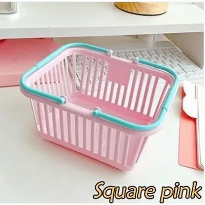 Multipurpose Basket Cute Macaron Handheld Storage Box Desk Cosmetic Kitchen Cabinet Stationery