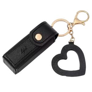 Sang trọng da túi Son môi Keychain tinh tế túi lưu trữ Mặt dây chuyền với mặt dây chuyền trái tim Keyring phụ nữ phụ kiện
