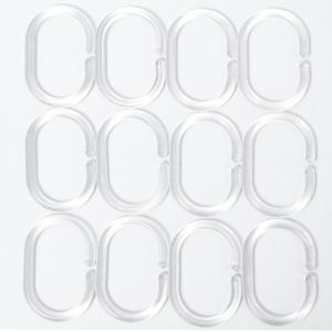 12Pcs/set Bathroom Oval Shower Curtain Hanging Ring Metal Anti-Rust Shower Curtain Ring Portable Mobile Bathroom Shower Curtain Railing Hook