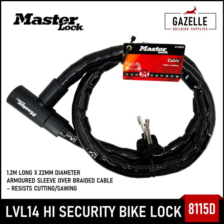 Master Lock 8115D Bike Motorcycle Armoured Cable Lock Level 14