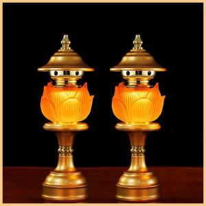 Đèn hoa sen đèn phật cắm điện gia dụng đèn phật led trường minh đèn lưu ly quan âm bảy màu phật đăng vật tư