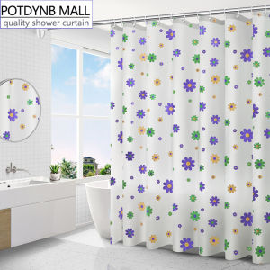 POTDYNB Waterproof Shower Curtain Purple Flower PEVA Shower Curtain