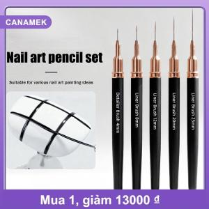 【CANAMEK】 5Pcs Móng Tay Nghệ Thuật Lót Bàn Chải Kích Thước Sơn Móng Tay Thiết Kế Bút 4 8 12 20 25Mm Công Cụ Vẽ Cho Đường Dài Mỏng Chi Tiết Làm Móng Tay Bút