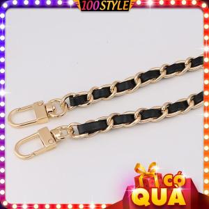 Dây Đeo Túi Xách Móc Ổ Khoá DA ĐEN Đan Xích 8mm - 100style