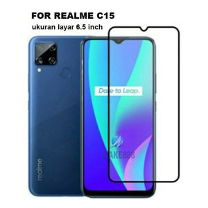Tempered Glass 5D 9D 21D For REALME C15 6.5 inch 2020 Full Cover Full Lem Anti Pelangi FREE KARDUS DAN BUBBLE
