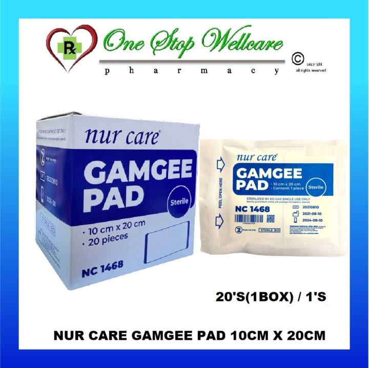 NUR CARE GAMGEE PAD 10CM X 20CM 1 PIECE / 20'S (1BOX) (EXP:10/2028 ...