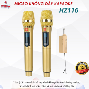 Micro  karaoke không dây hz116 hozing công nghệ mới pin sạc  hút âm tốt chống hú thời lượng 3-4h liên tục