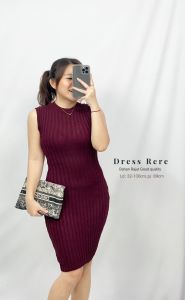 Toply shop COD + GRATIS ONGKIR  / mini Dres slit bodycon  / Dres  rajut tanpa lengan / Dres wanita korean style  / Midi Dres garis garis / Dres rajut premium