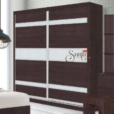 Bedroom set with sliding wardrobe 6x8ft / Set Bilik tidur almari sliding 6x8 kaki (Katil Queen)