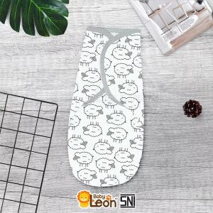 Bedong bayi instan baby leon single knitt/bedong lipat praktis/bedong bayi