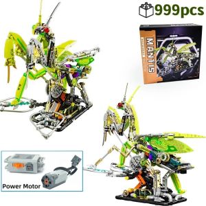 MOC Creative Mechanical Mantis Building Blocks Set Insect Power Motorcycle Model Kit DIY Assembly Bricks Toys Kids Birthday Gift ​