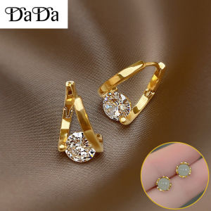 Jualan PanasOriginal 916 gold Hoop earrings womens opal round zircon engagement jewelry girlfriends gift Women Fashion Jewellery(Free pearl earrings)