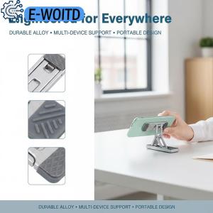E-WOITD Mini Laptop Stand Zinc Alloy Adjustable Height Foldable Legs Anti Slip Holder for Travelling Business Trips