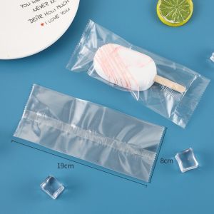 100pcs 8x19CM Ice Cream Pastry Plastic Bag Seal Graham Bar Heat Seal Wrapper New Year Gift Pastry Packaging