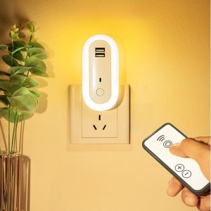 NOBLELUX Dimmable Bedroom Light Wall-mounted with Remote Control Bedside Lamp Plug-in LED Night Lamp