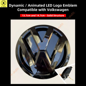 Volkswagen Dynamic Front Grille LED Emblem Logo Badge Light with Animated LED - 13.7cm / 14.7cm / 15.5cm - Fits VW Golf Jetta Passat Tiguan etc. - Illuminated Logo