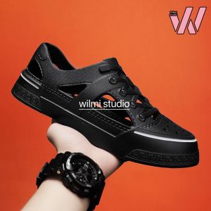 (LÙI 1 SIZE) Giày nhựa lười Nam Nữ WILMI G030 chất liệu EVA siêu nhẹ thoáng khí mềm êm chống thấm nước (Đen)