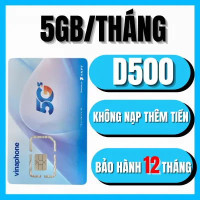 SIM VINA 5G D500 Trọn Gói 1 Năm KHÔNG NẠP TIỀN - DATA TỐC ĐỘ CAO 5GB MỖI THÁNG ( 60GB/ NĂM ) - Chuyên Lắp Cho Định Vị Ô Tô Camera Máy Pos Loa Thông Báo Chuyển Khoản .FREESHIP - CHƯA KÍCH HOẠT.