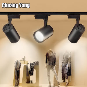 Led Track Light Set 3 lights+2*0.5M rails Track Lighting Systems for Ceiling 12/20/30/40w Warm/Natural/Cold White Cob Spot Lights for Clothing Shop Store Home
