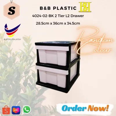 ◾Random Color◾4024-02-BK / 4024-03-BK / 4024-04-BK 2 Tier - 4 Tier L2 Drawer - B&B Plastic