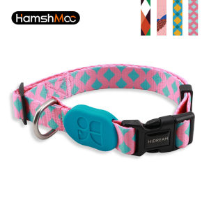 HamshMoc ปลอกคอสุนัขไนล่อนสำหรับสัตว์เลี้ยงปรับได้ปลอกคอสุนัขนุ่มสวมใส่สบายพร้อมลายแฟชั่นตะขอล็อคนิรภัยสำหรับสุนัขขนาดเล็กและขนาดกลาง
