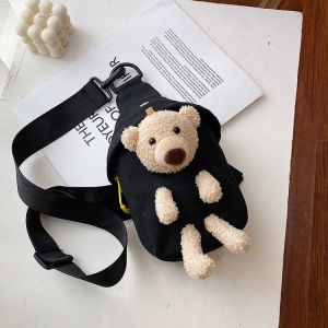 iFASHION 1105 Women Girl Trendy Cute Bear Student Chest Shoulder Messenger Canvas Bag Wanita Beg Dada Galas Pinggang
