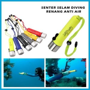 Senter Selam Flashlight For Diving CREE 3W LED Lampu Anti Air Cahaya Tahan Dalam Laut Nyelam Light