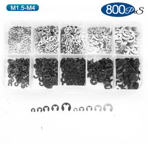 NINDEJIN ห่วงชุดที่หนีบเครื่องล้างการจัดหมวดหมู่ชุดสแตนเลสเหล็กกล้าคาร์บอน1.2-15มม. คลิปยึดภายนอกสำหรับเพลา