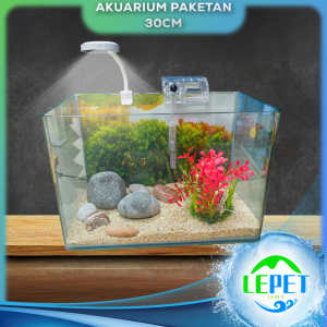 LEPET AQUARIUM PAKET 30 CM / AQUARIUM MELENGKUNG / AQUASCAPE / AQUARIUM IKAN BENDING
