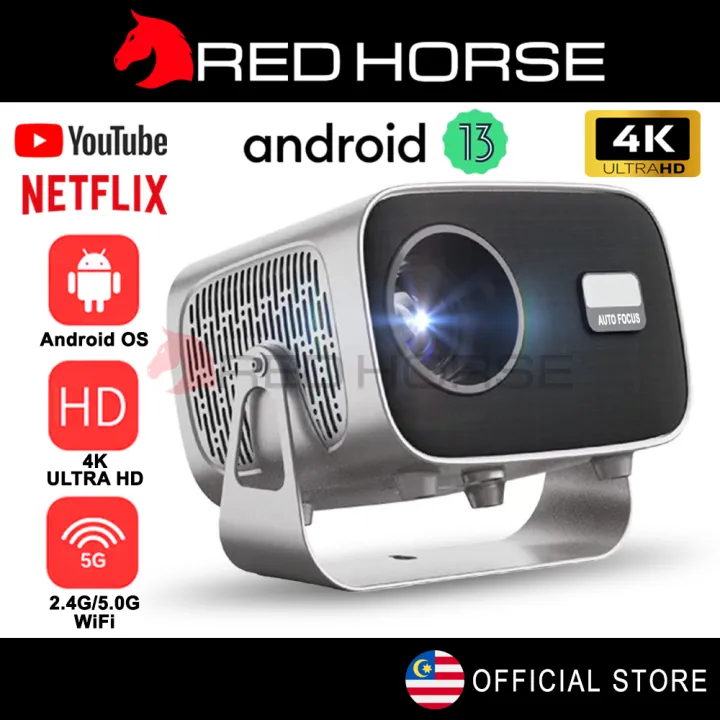 RED HORSE A2 Smart Android 13 Projector 4K ULTRA HD 5G WIFI Phone Projector Home Cinema Movie 迷你投影