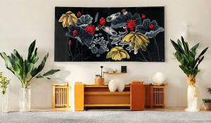 Tranh sơn mài Hoa Sen đắp nổi 3D cao cấp hàng xuất khẩu  treo tường trang trí nhà cửa văn phòng quà tặng tân gia tặng dịp Lễ Tết đầy ý nghĩa