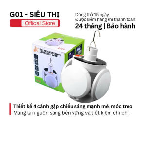 Bóng đèn tích điện G01 E27 4 cánh 5 chế độ sáng sạc điện và năng lượng mặt trời tiện dụng